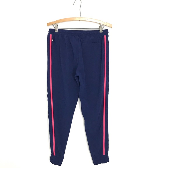 Fabletics Women's L Jogger Pants Pull-On Elastic Waist Navy Blue Side Stripe B2 - Picture 4 of 7
